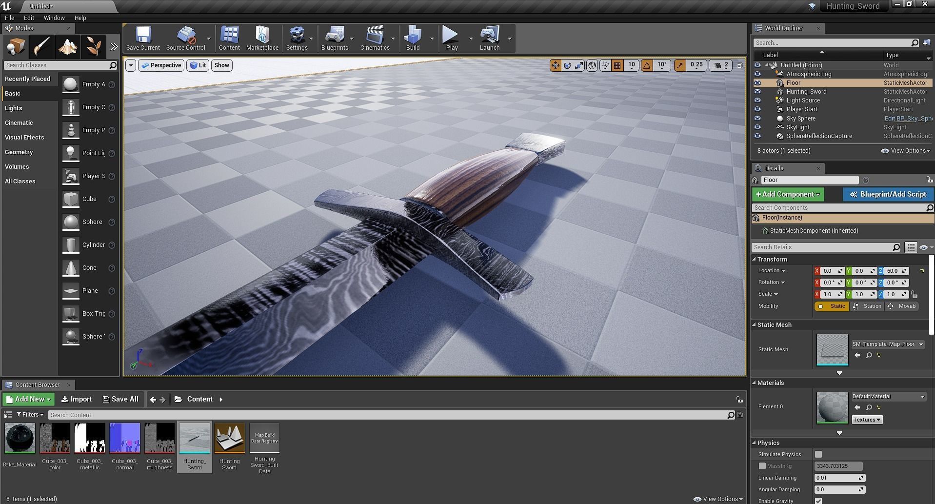 Hunting Sword Low-poly 3D model_13
