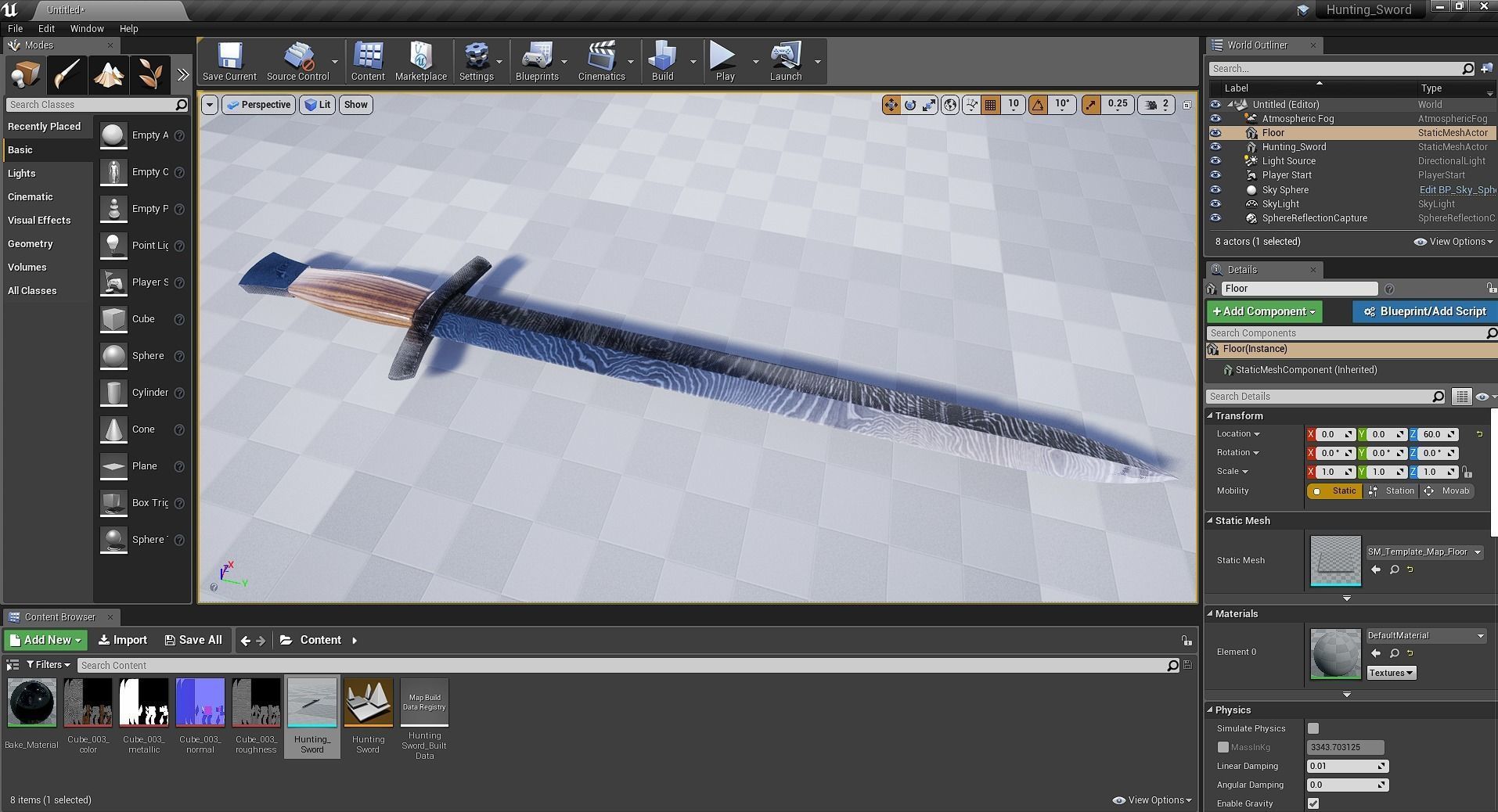 Hunting Sword Low-poly 3D model_12