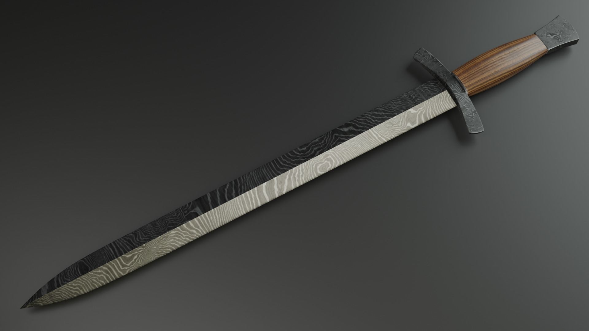 Hunting Sword Low-poly 3D model_1