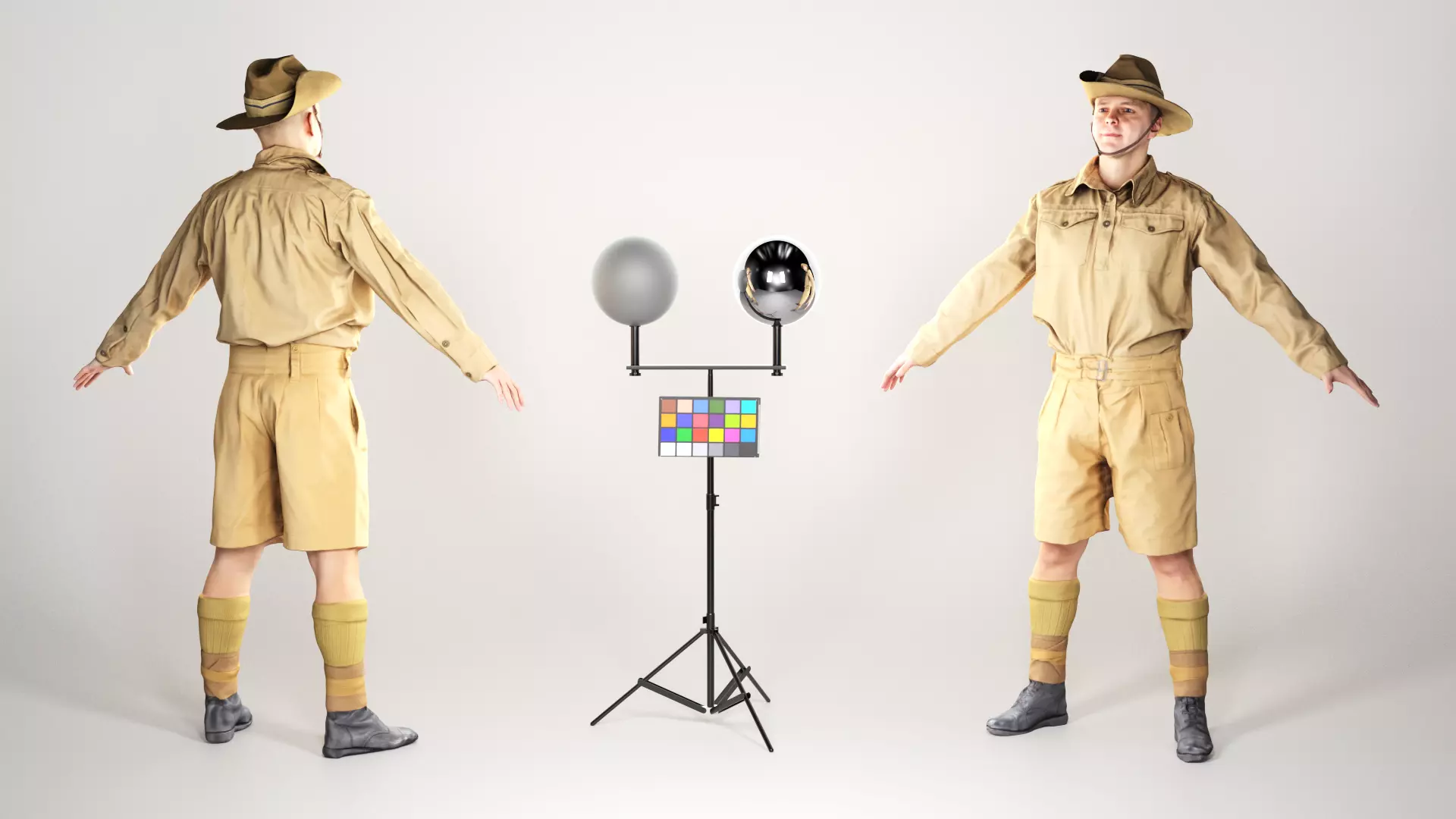 Australian infantryman character from WW2 in A-pose 165 Low-poly 3D model_0