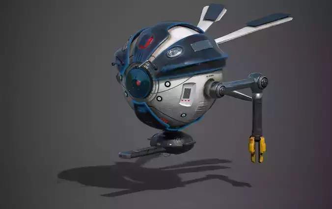 High detailed Sci Fi Harvesting Drone Low-poly 3D model