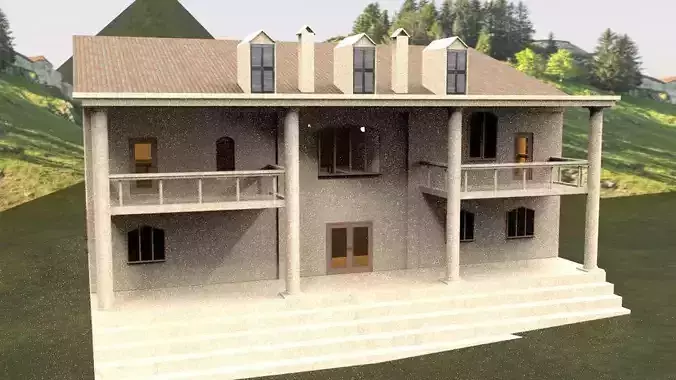 Modern Manison 3D Model Low-Poly and Game-Ready PBR Low-poly 3D model