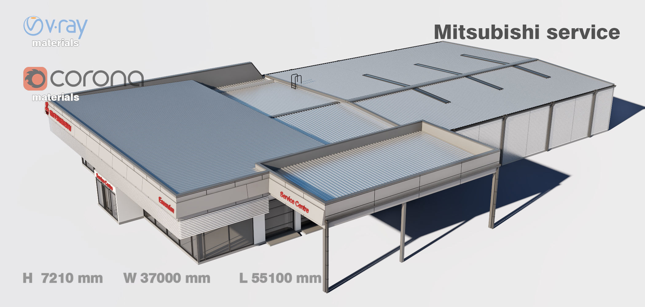 Mitsubishi service building 3D model | CGTrader
