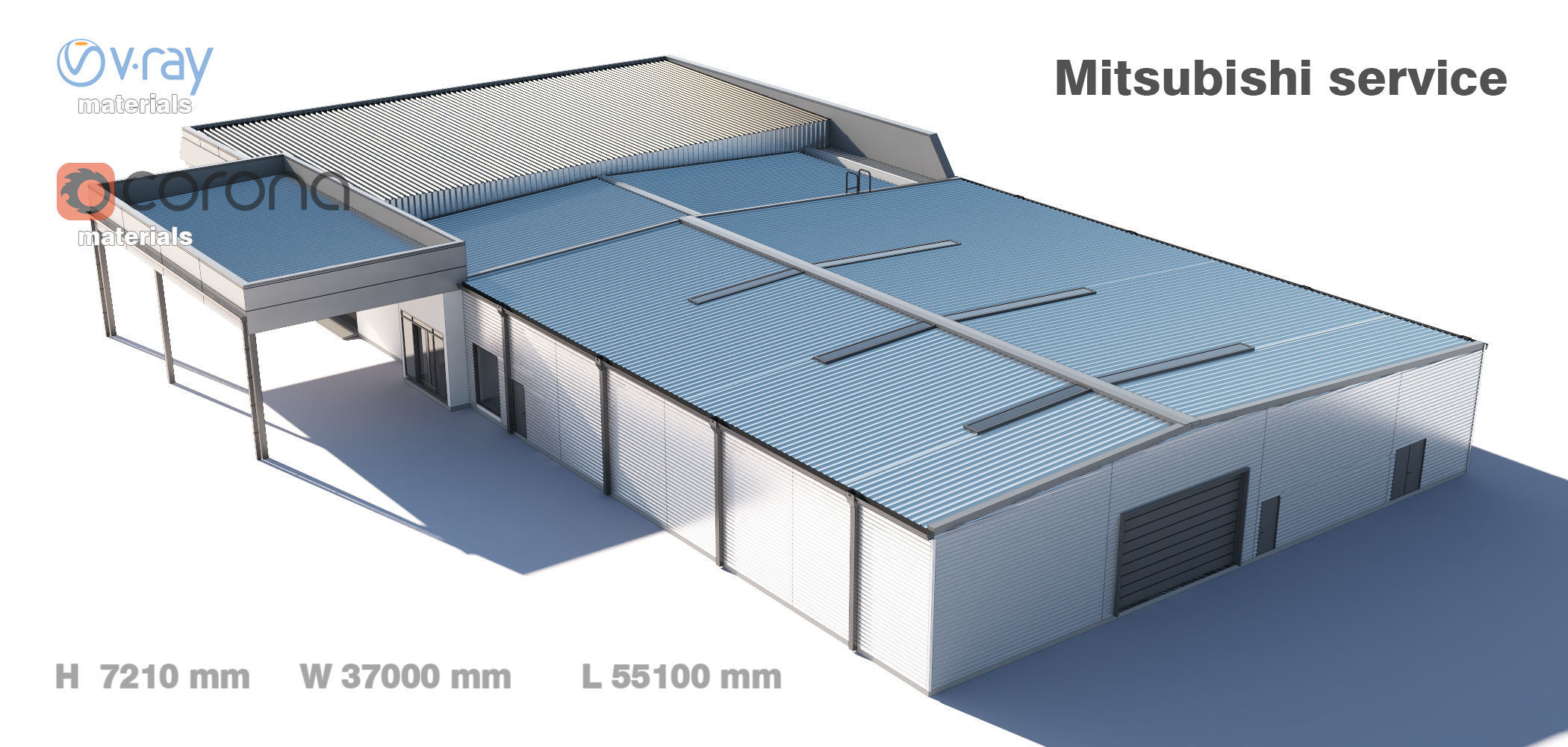 Mitsubishi service building 3D model | CGTrader
