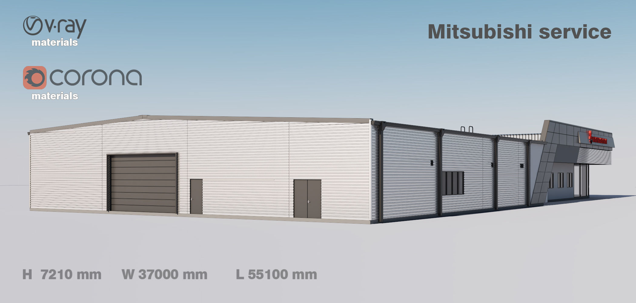 Mitsubishi service building 3D model | CGTrader