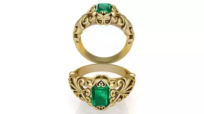 Emerald Filigree Ring  2
