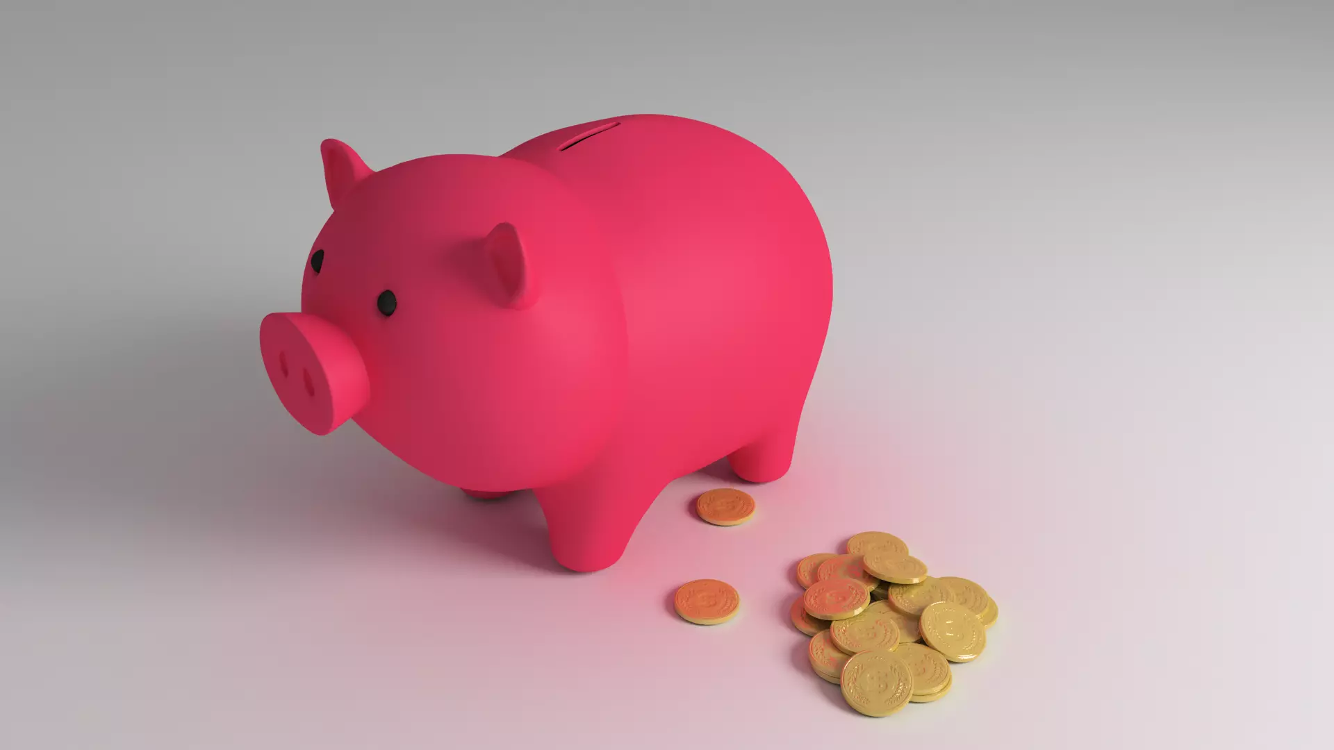 Piggy Bank and Coins 3D model