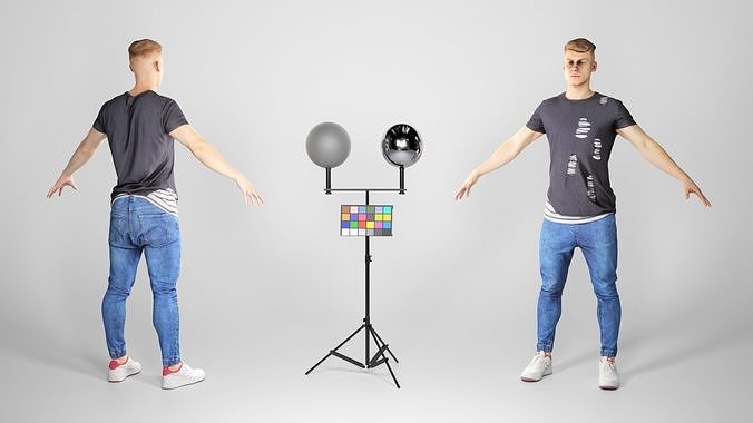 Handsome man casual style ready for animation 166 Low-poly 3D model