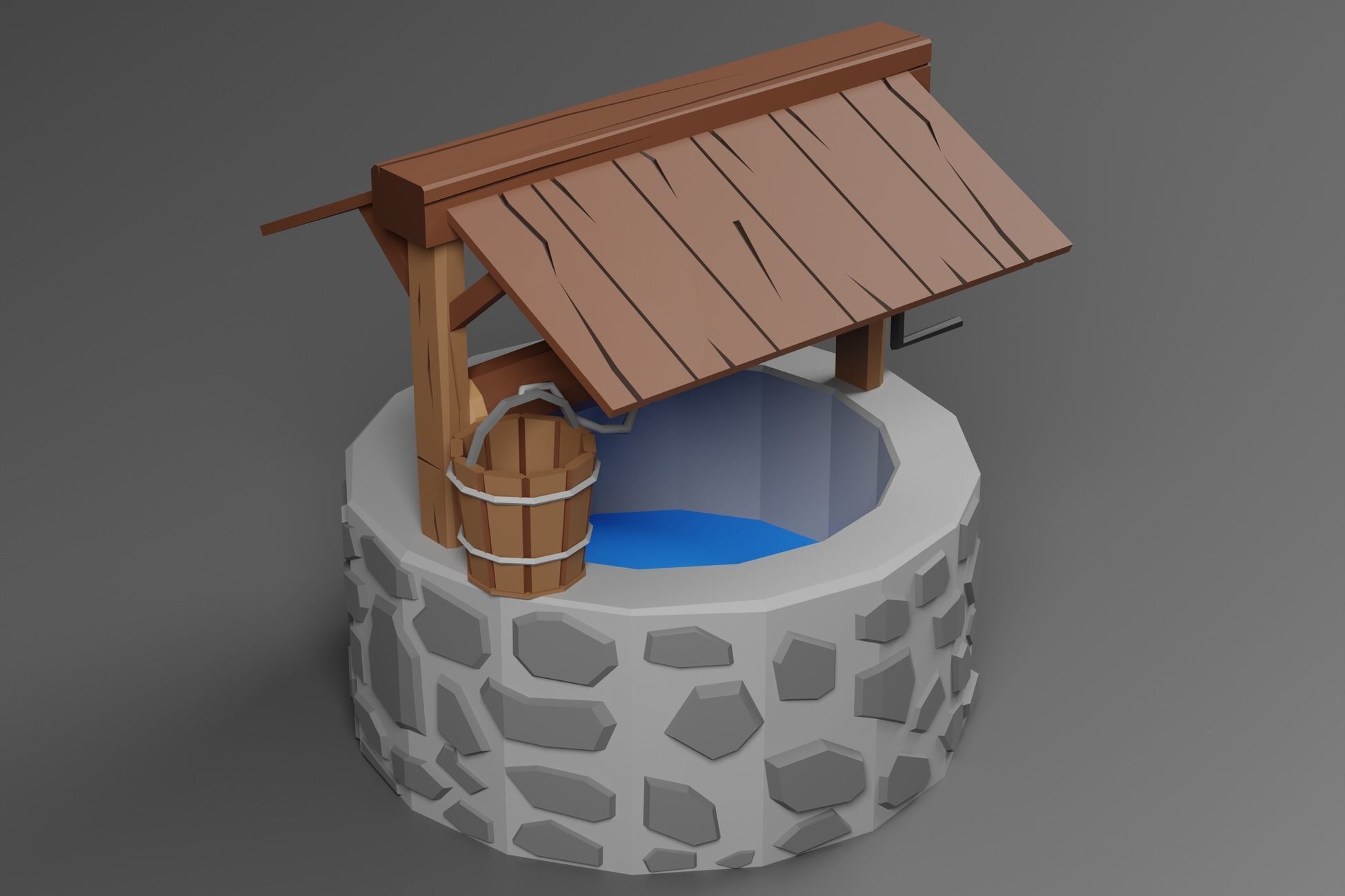 Stylized Well Free low-poly 3D model_3