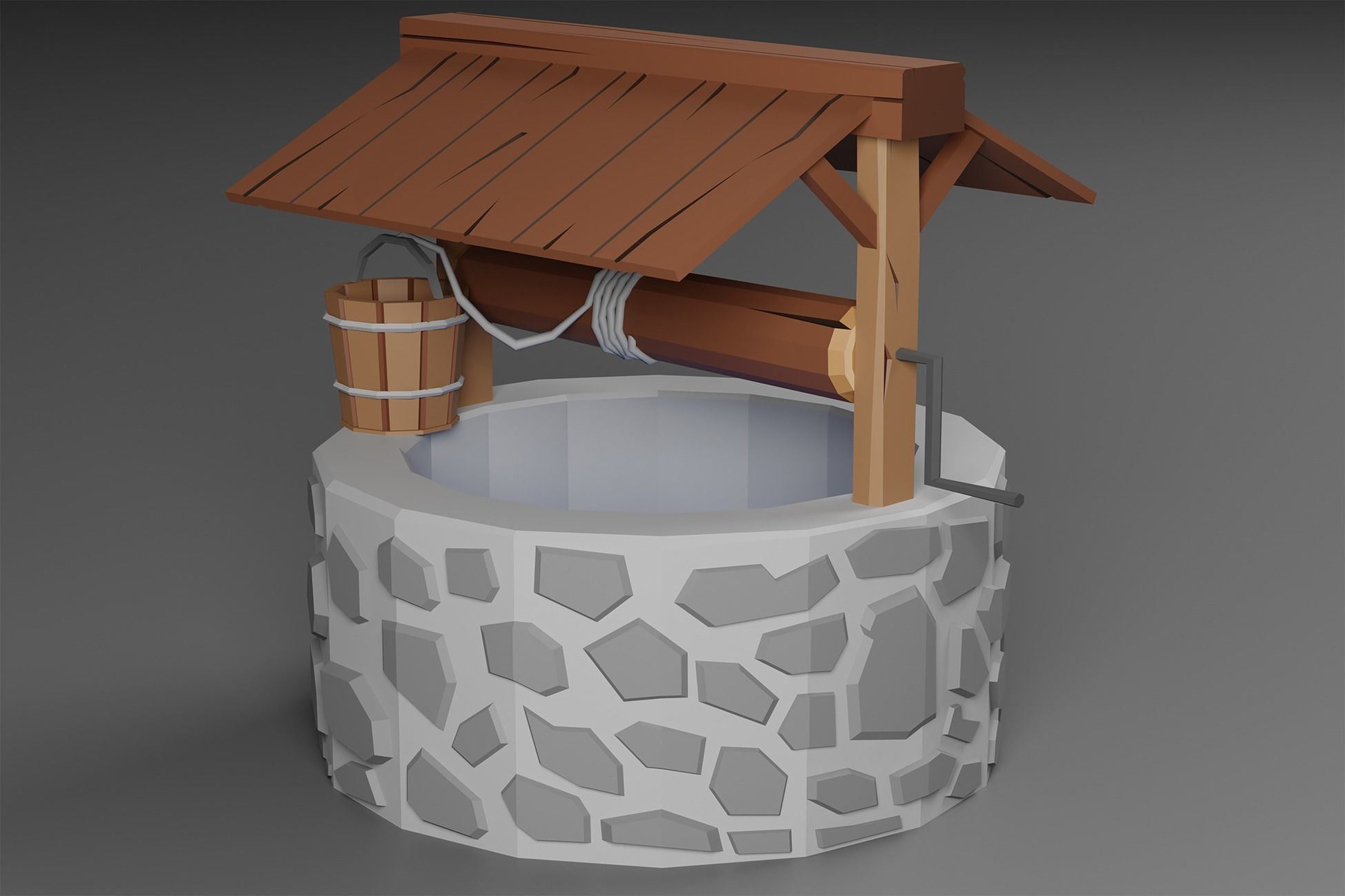 Stylized Well Free low-poly 3D model_1