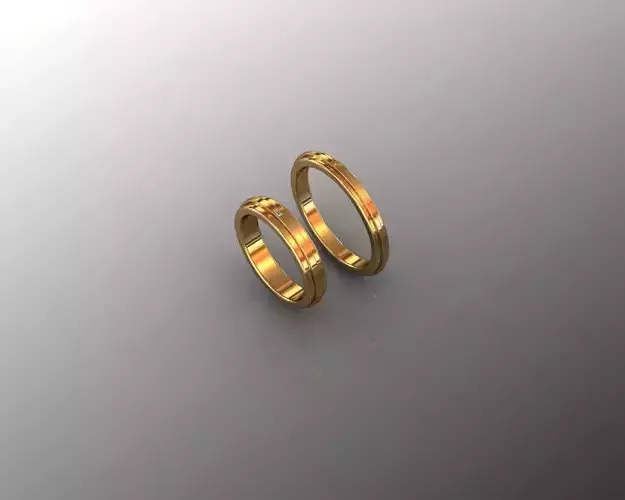 Rings wedding ring set in sterling silver 3D print model
