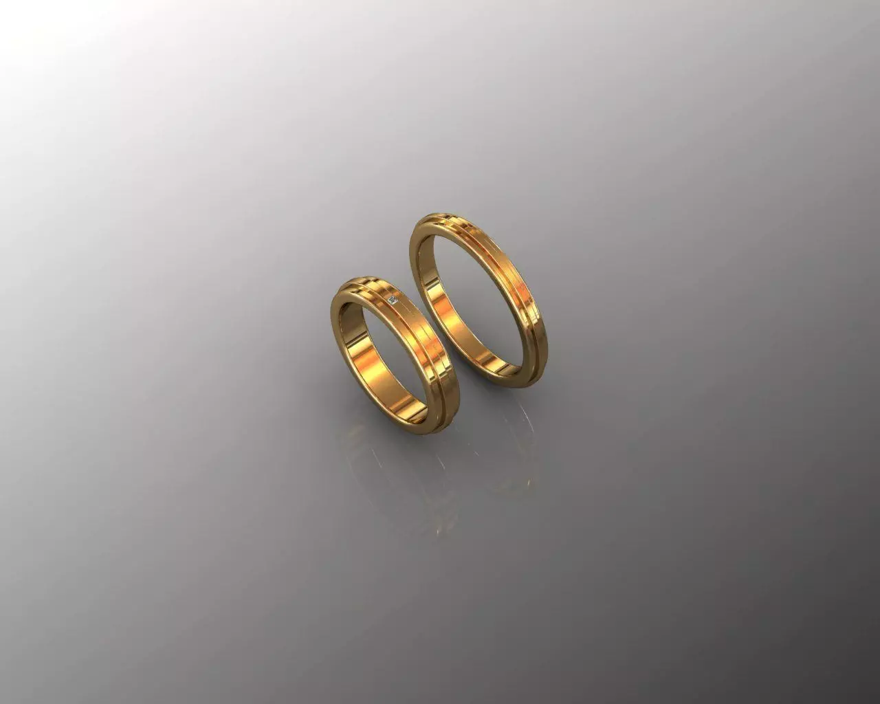 Rings wedding ring set in sterling silver 3D print model_0