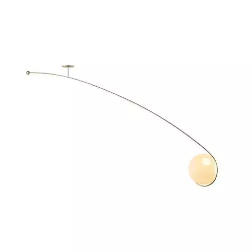 Fiddlehead wall lamp with gold ball hanging from it