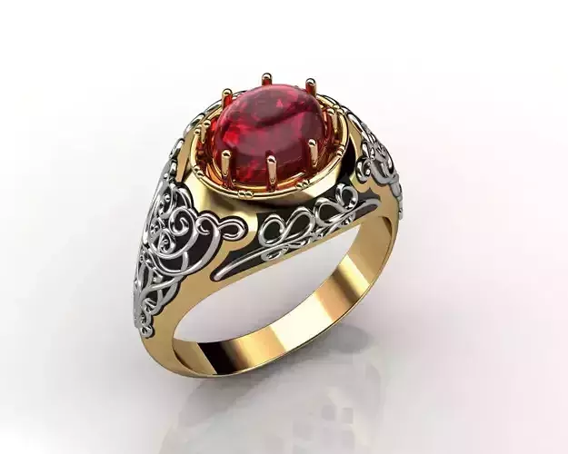 Men Ring Cabochon 3D print model