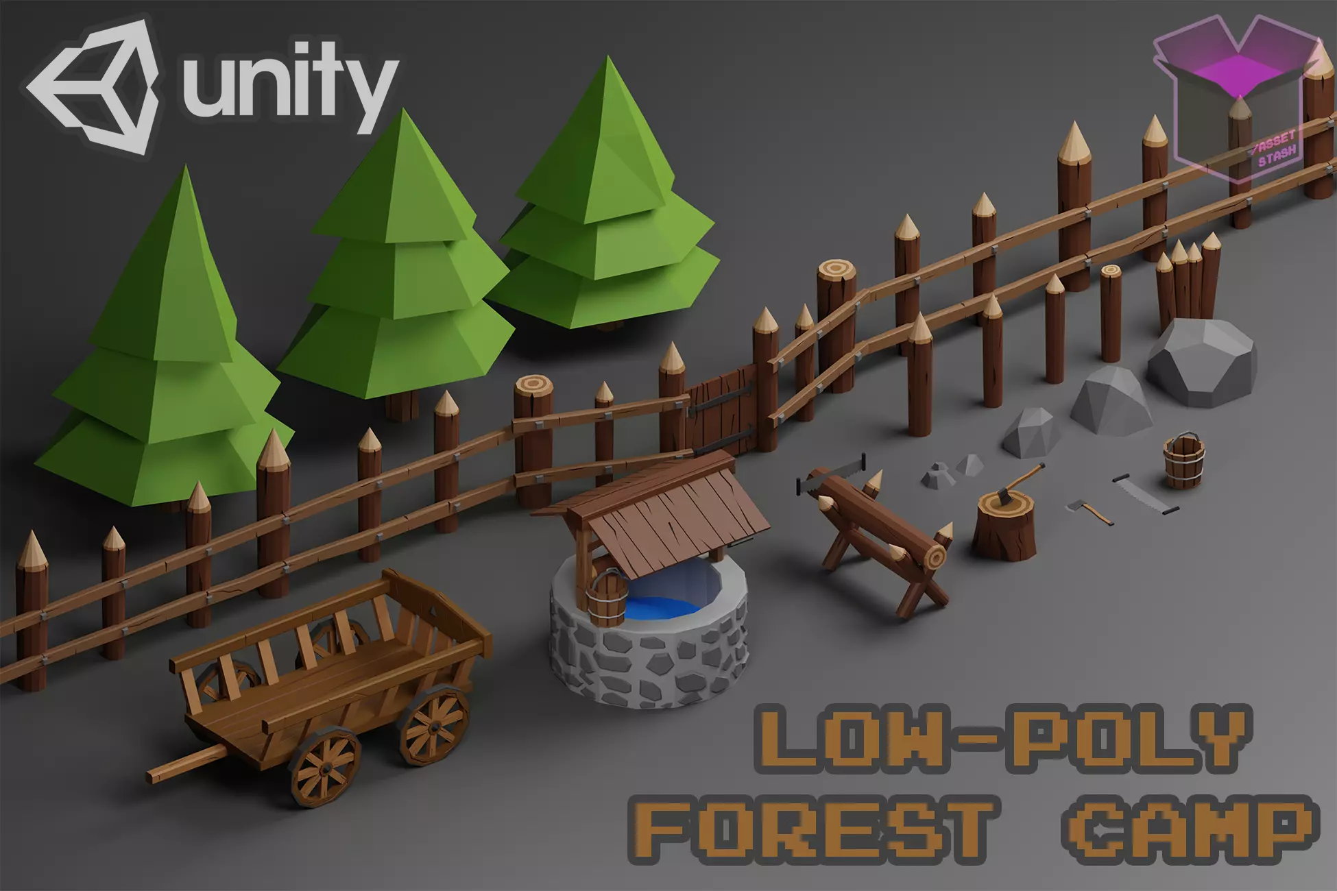 Stylized Forest Camp Pack Low-poly 3D model