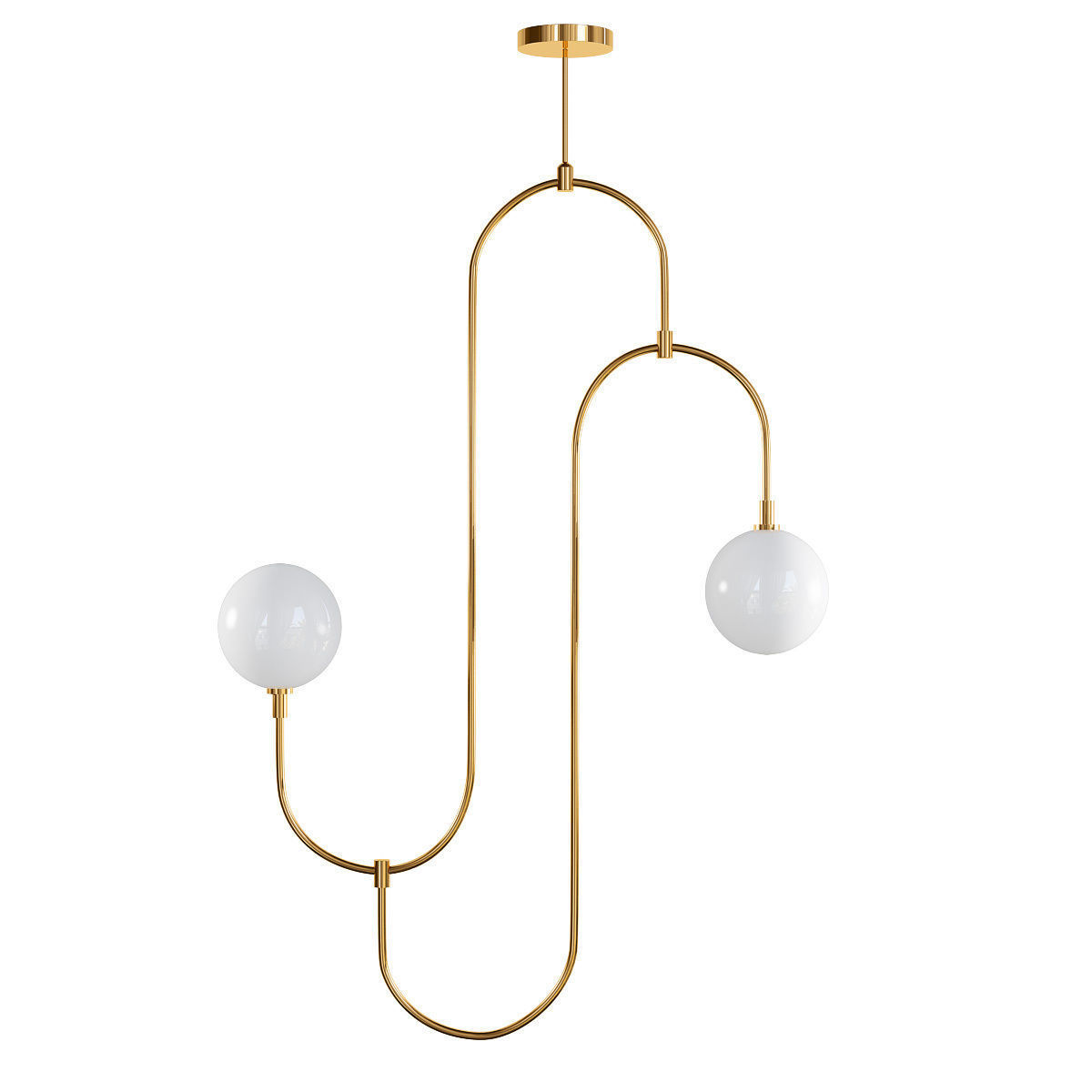 VETTO gold pendant light with two balls hanging from it 3D model_1