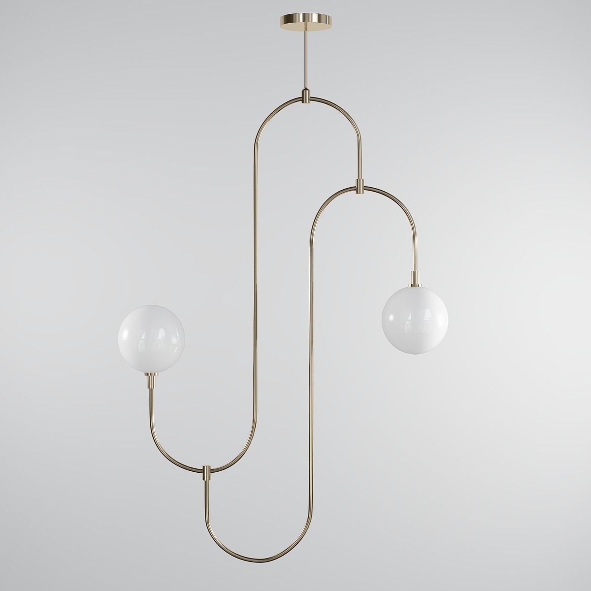 VETTO gold pendant light with two balls hanging from it 3D model_4