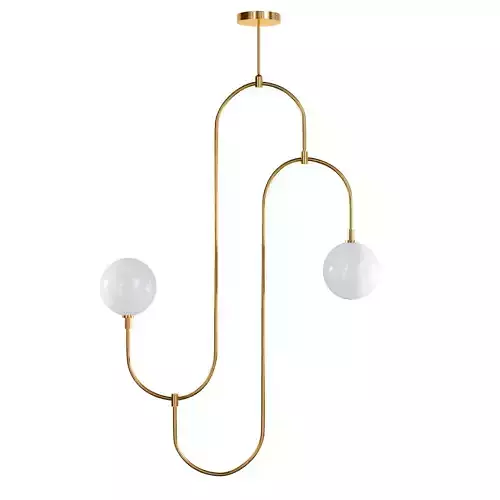 VETTO gold pendant light with two balls hanging from it