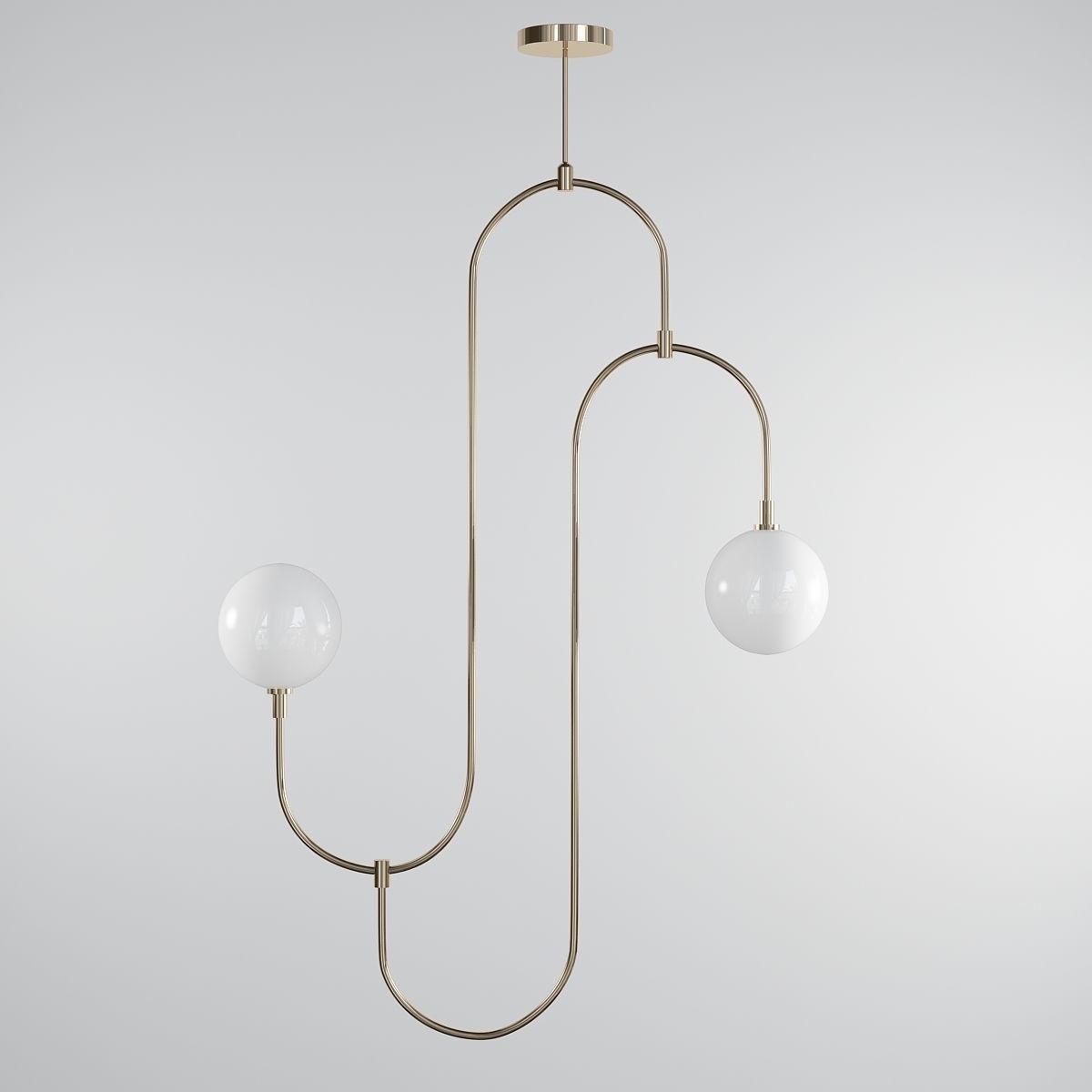 VETTO gold pendant light with two balls hanging from it 3D model_3