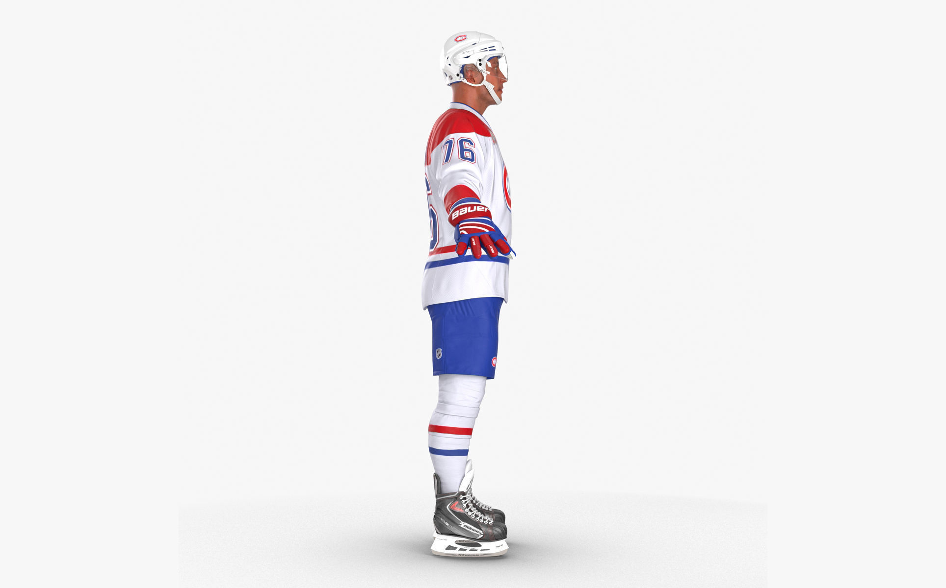 Hockey Player Montreal Canadiens Rigged for Cinema 4D 3D model_4