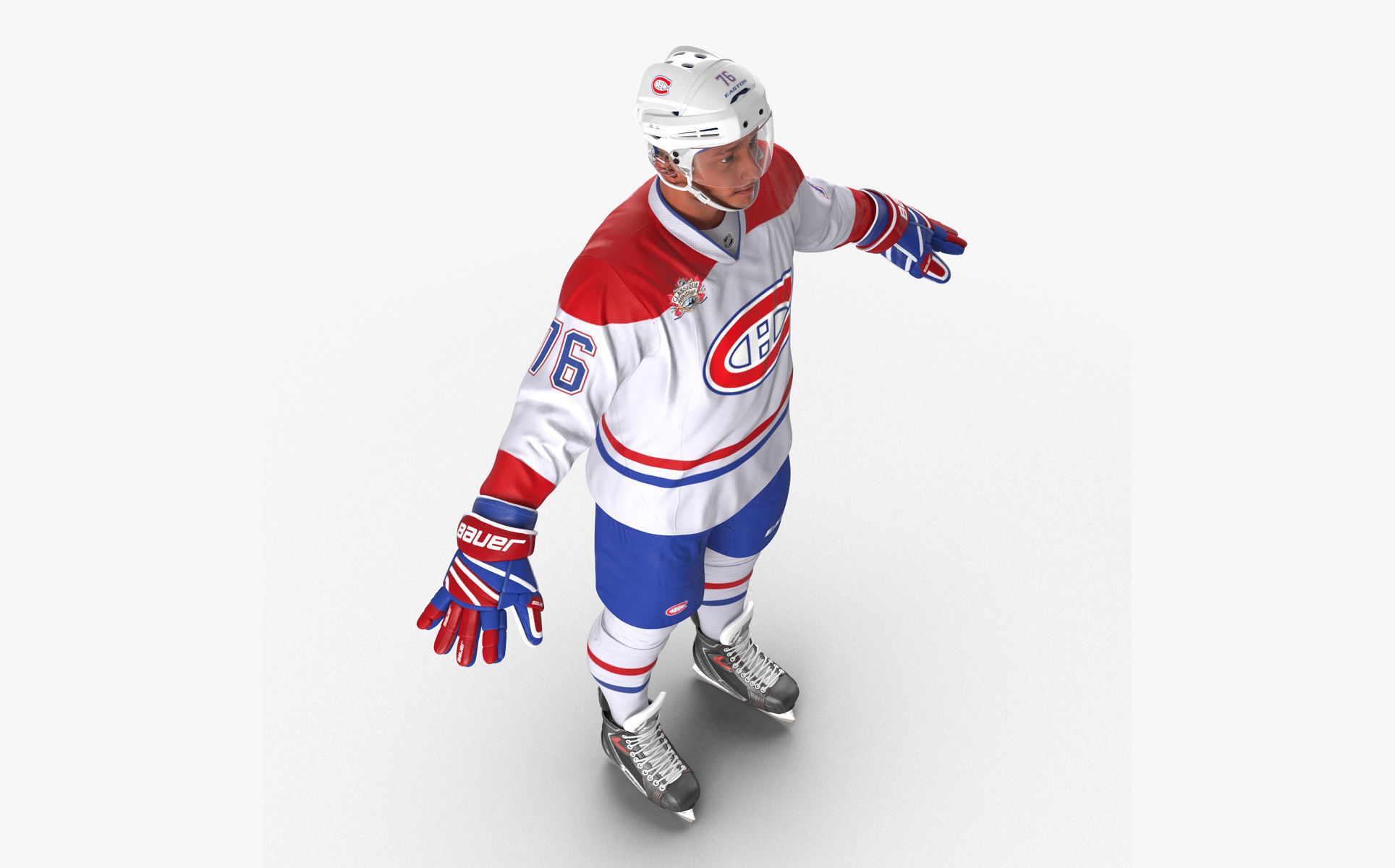 Hockey Player Montreal Canadiens Rigged for Cinema 4D 3D model_8