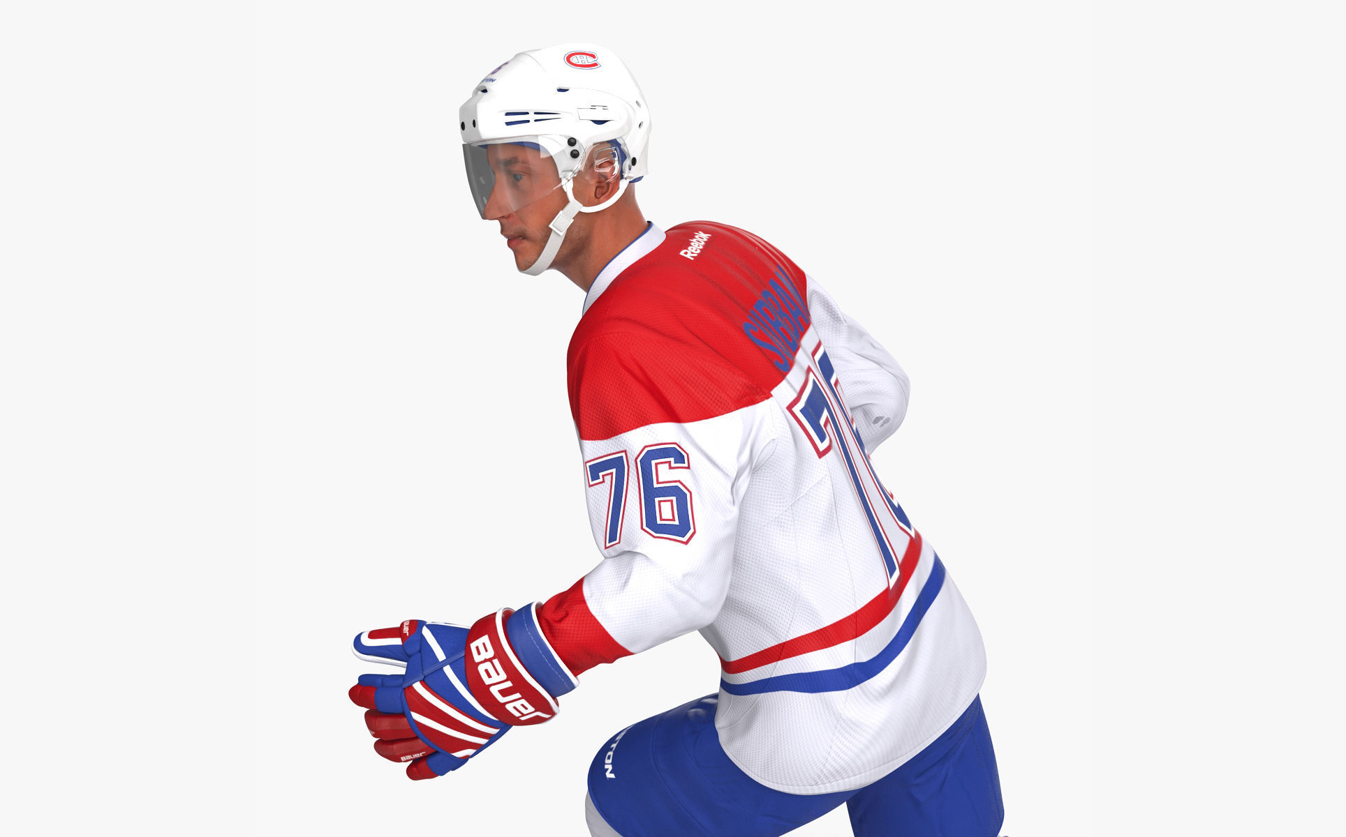 Hockey Player Montreal Canadiens Rigged for Cinema 4D 3D model_26