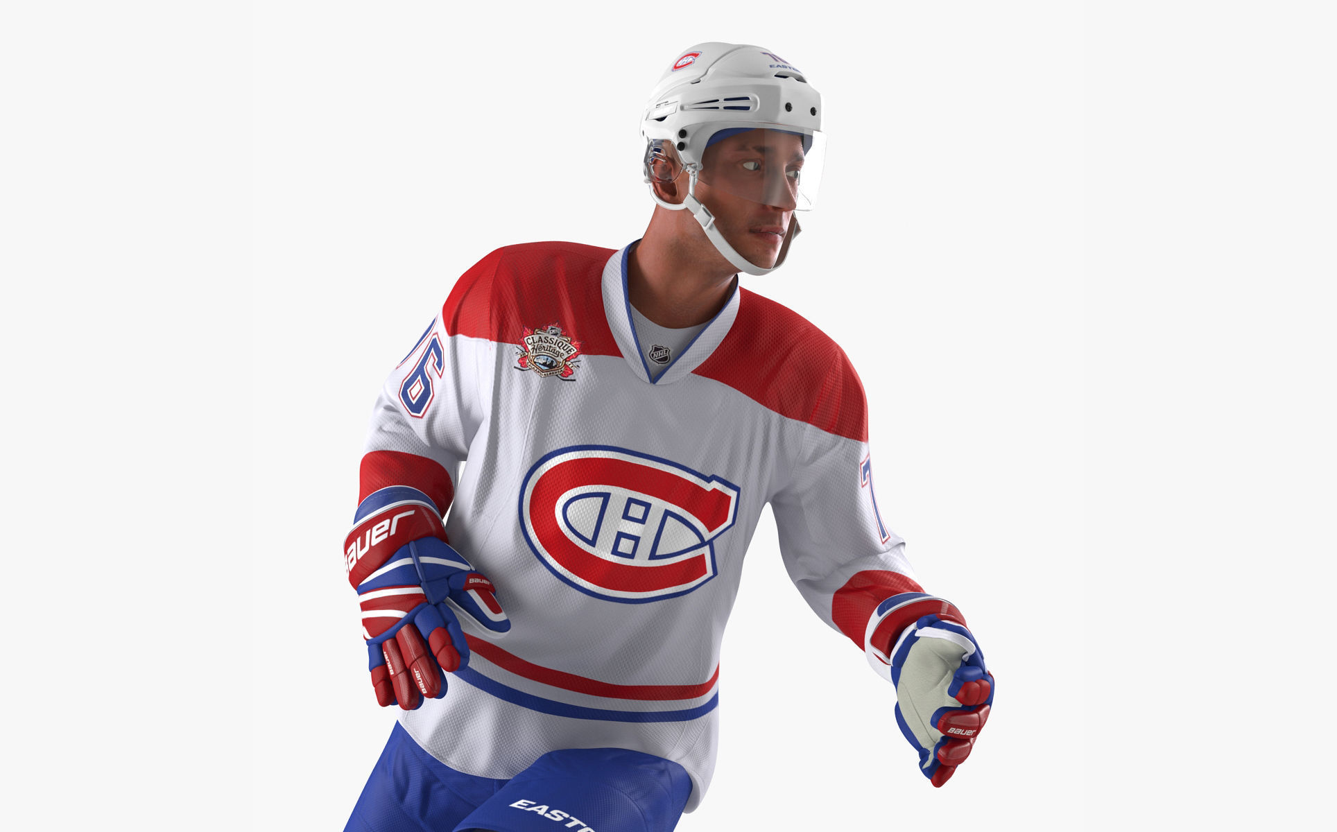 Hockey Player Montreal Canadiens Rigged for Cinema 4D 3D model_27