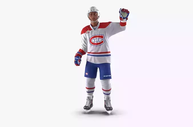 Hockey Player Montreal Canadiens Rigged for Cinema 4D 3D model