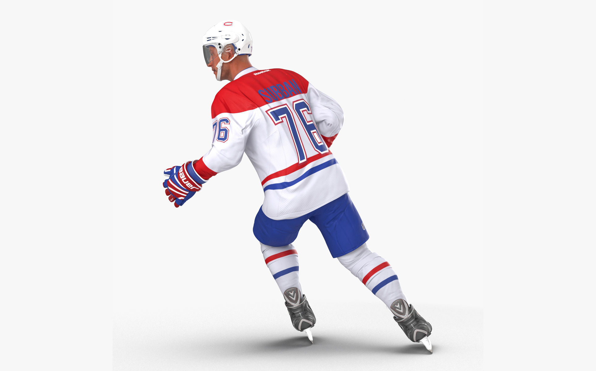 Hockey Player Montreal Canadiens Rigged for Cinema 4D 3D model_13