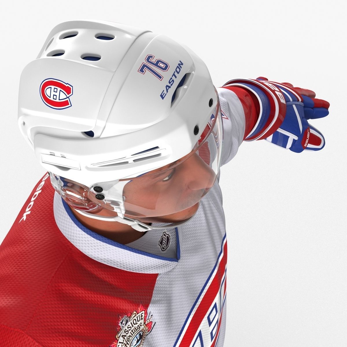 Hockey Player Montreal Canadiens Rigged for Cinema 4D 3D model_34