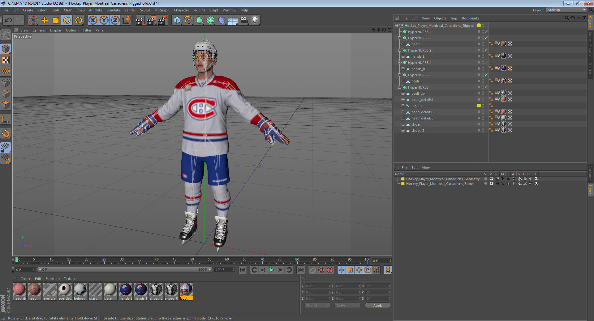 Hockey Player Montreal Canadiens Rigged for Cinema 4D 3D model_50