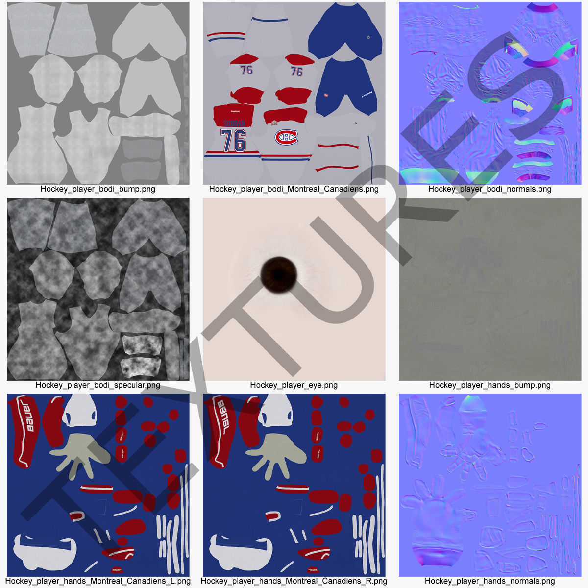 Hockey Player Montreal Canadiens Rigged for Cinema 4D 3D model_56