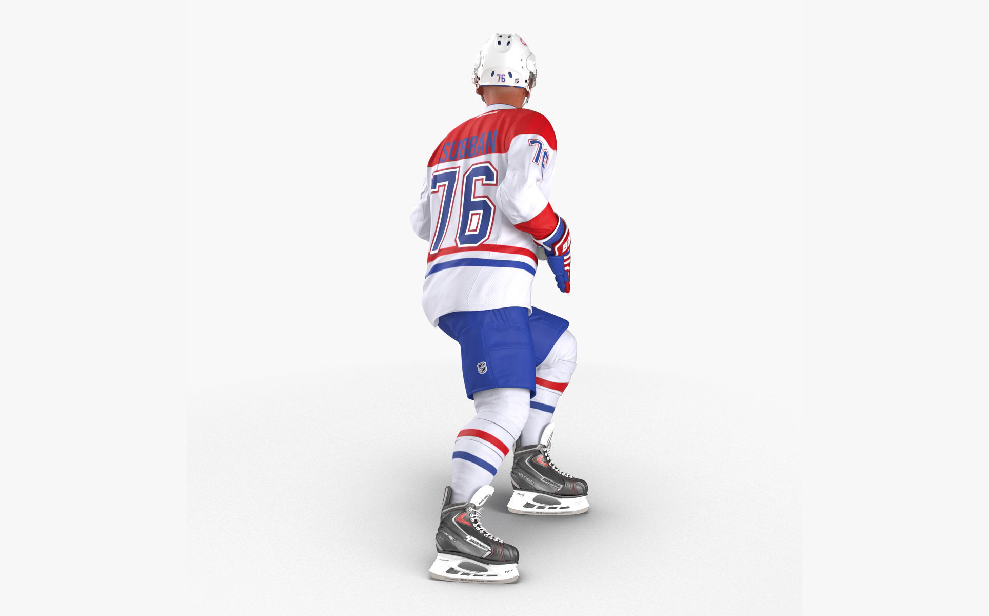 Hockey Player Montreal Canadiens Rigged for Cinema 4D 3D model_12
