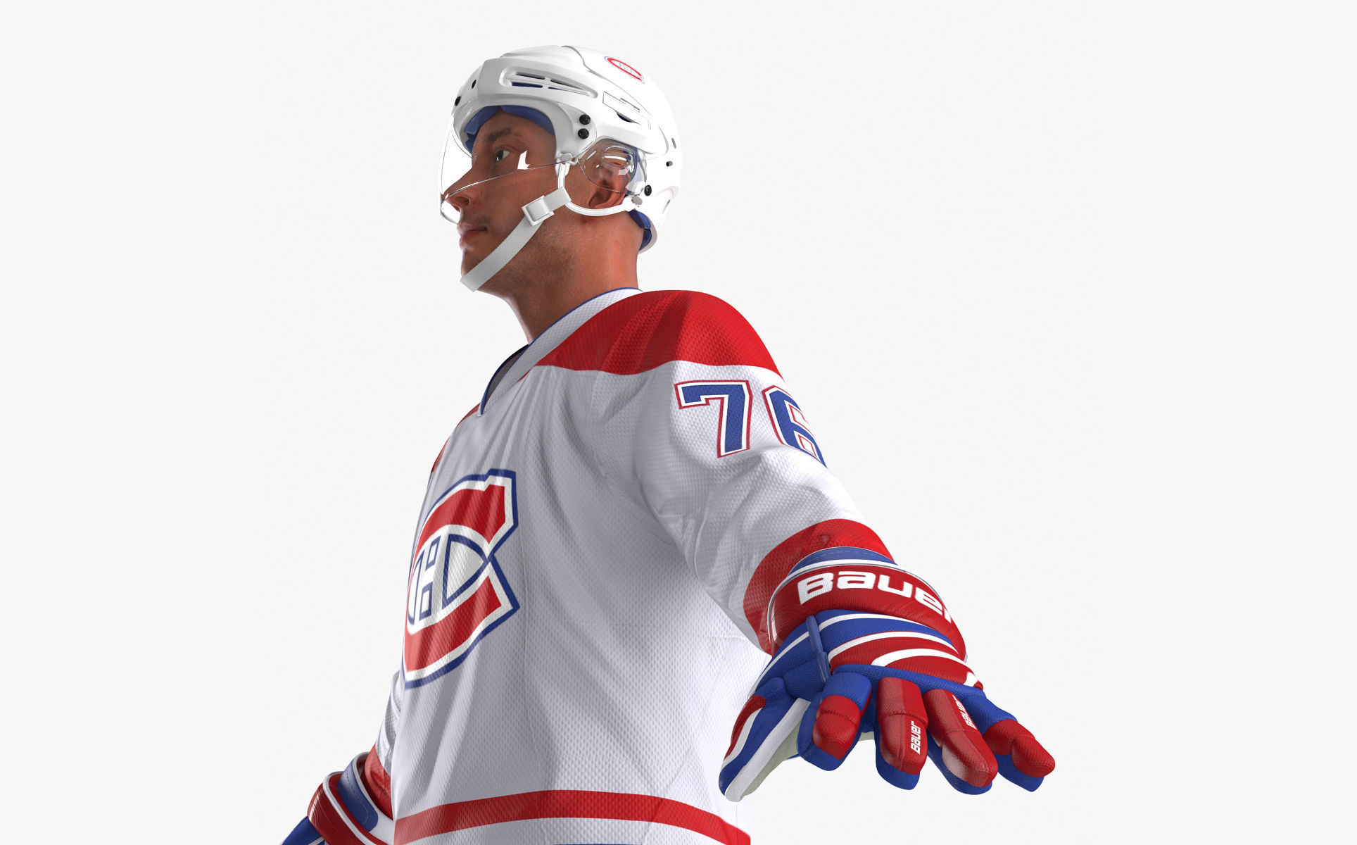 Hockey Player Montreal Canadiens Rigged for Cinema 4D 3D model_25
