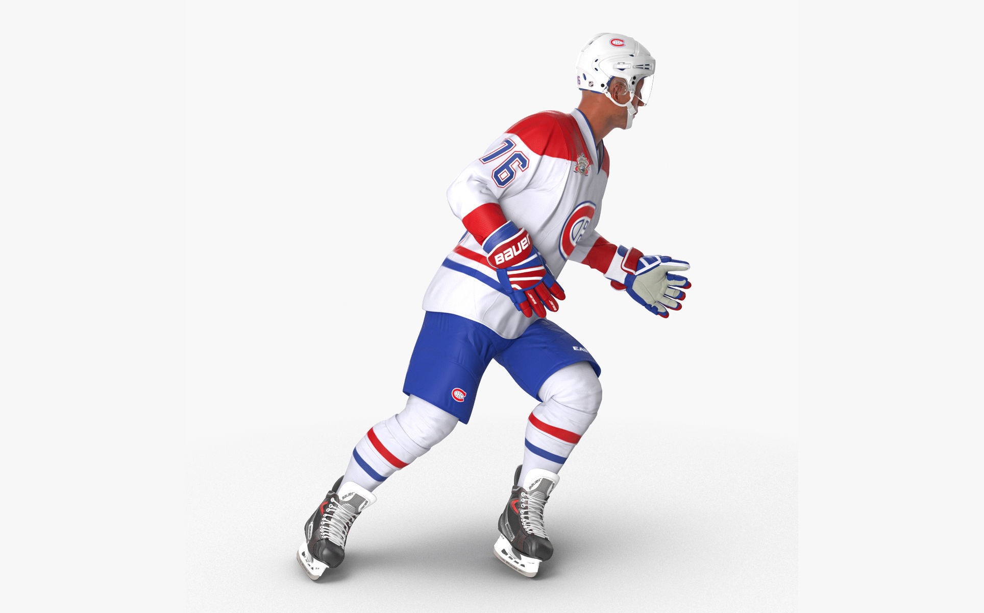 Hockey Player Montreal Canadiens Rigged for Cinema 4D 3D model_11