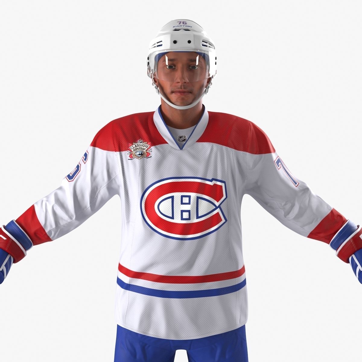Hockey Player Montreal Canadiens Rigged for Cinema 4D 3D model_15
