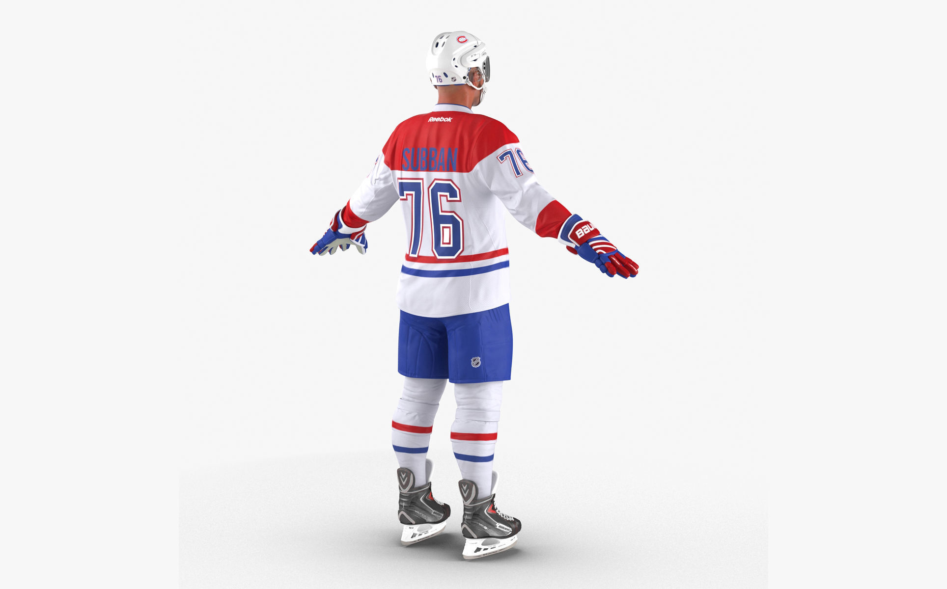 Hockey Player Montreal Canadiens Rigged for Cinema 4D 3D model_5