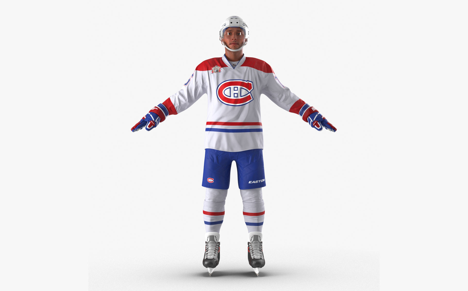 Hockey Player Montreal Canadiens Rigged for Cinema 4D 3D model_3