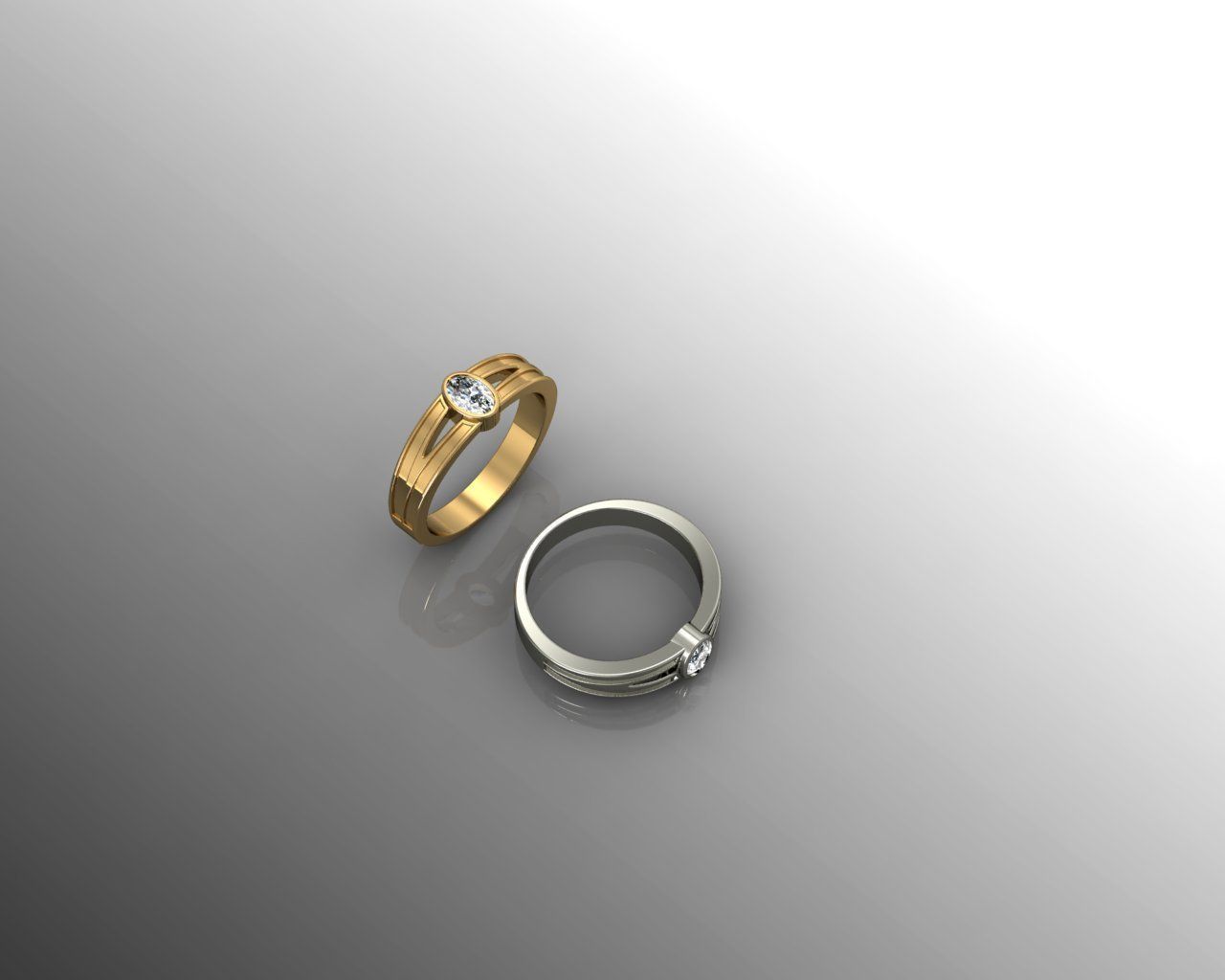 Ring gold and sapphire wedding 3D print model_2