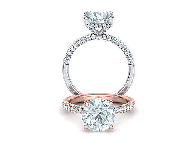 9mm Stone Engagement ring French pave setting  3D print model