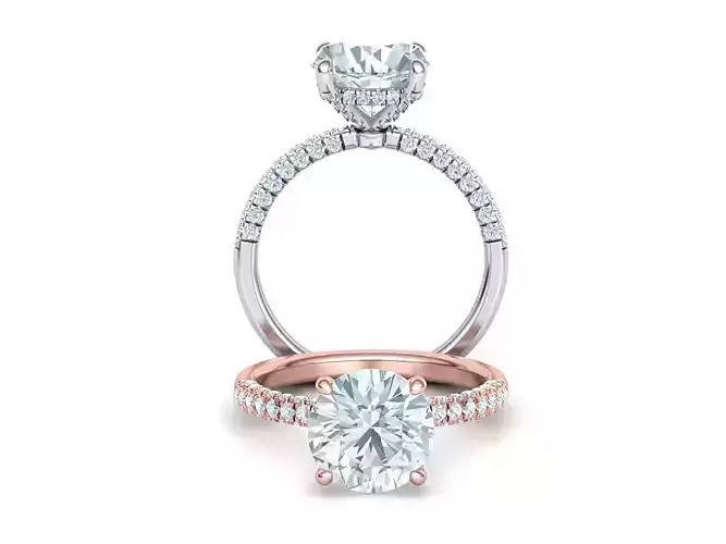 9mm Stone Engagement ring French pave setting 