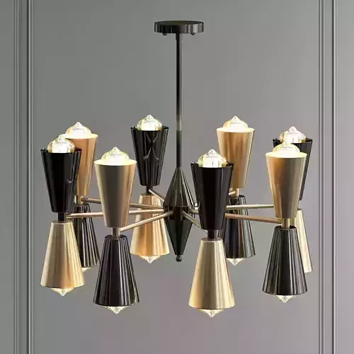 BARBELL modern chandelier with gold and accents