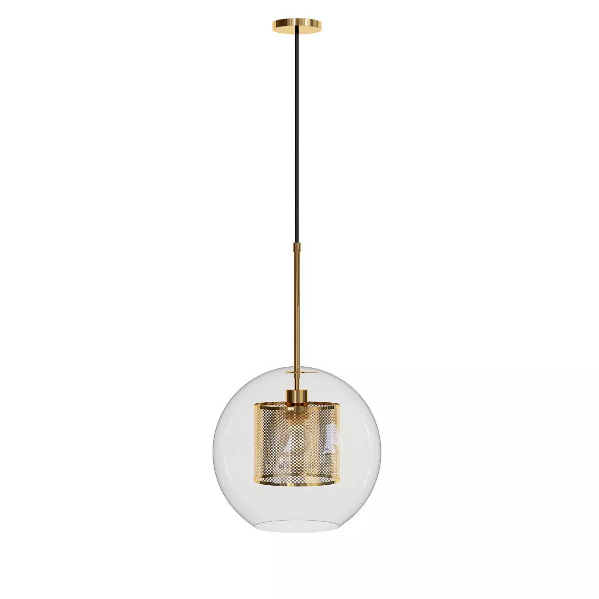 CATCH glass globe pendant light - gold 3D model_0