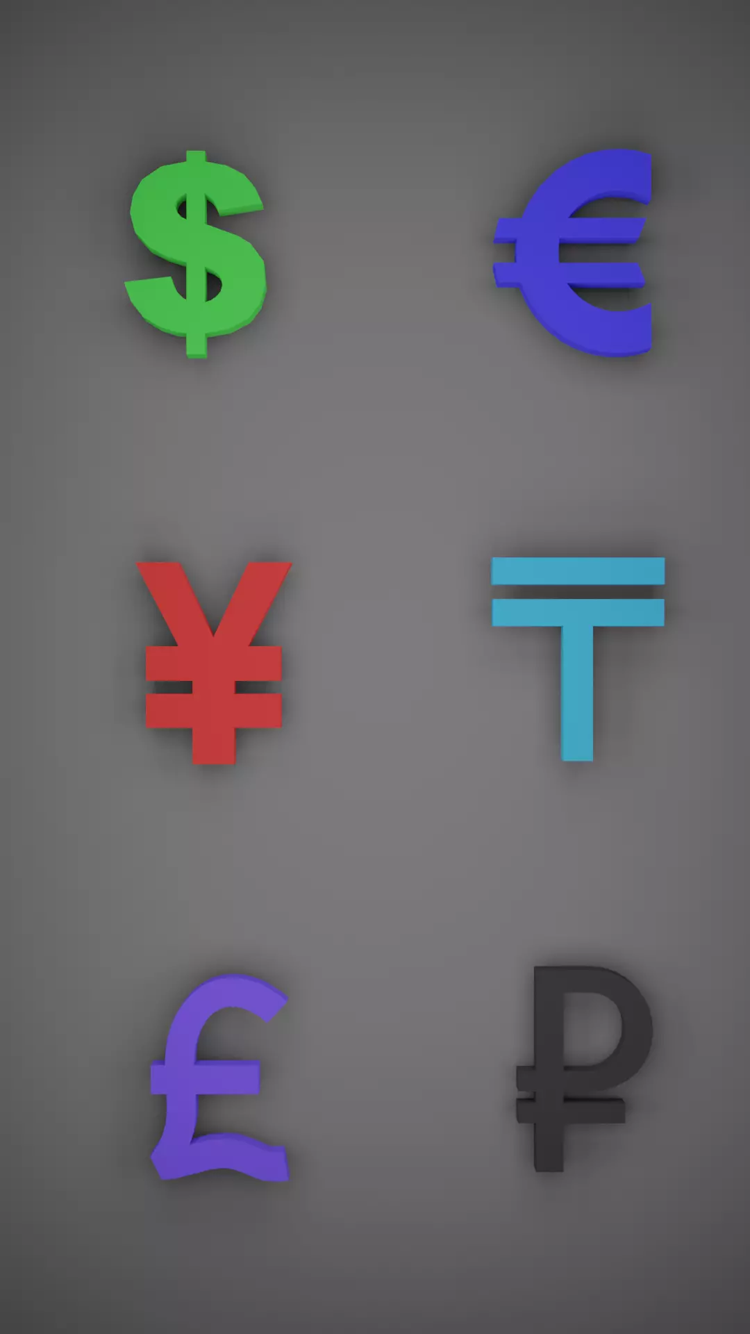 Currency symbols Free low-poly 3D model