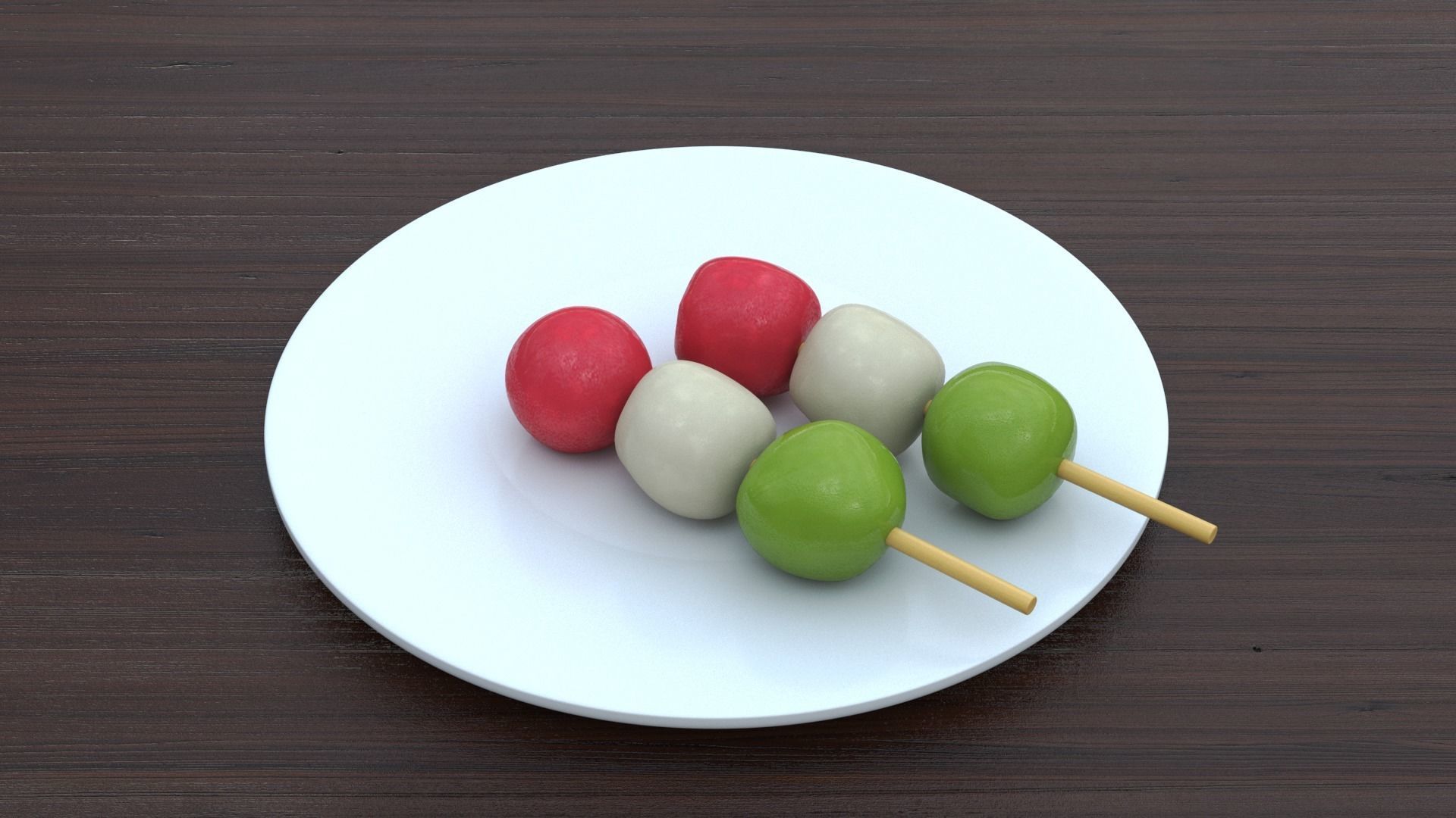 Dango Dessert  Low-poly 3D model_5