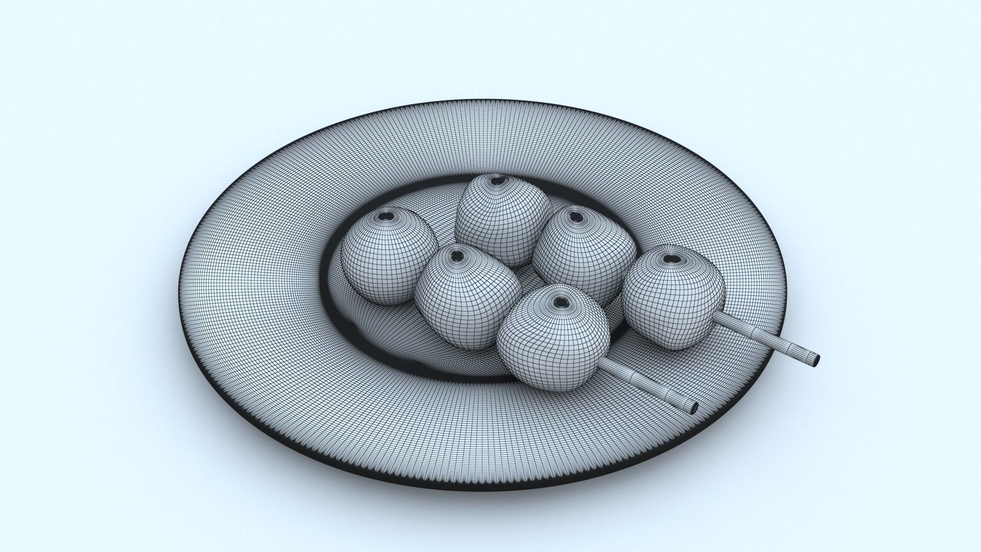Dango Dessert  Low-poly 3D model_6