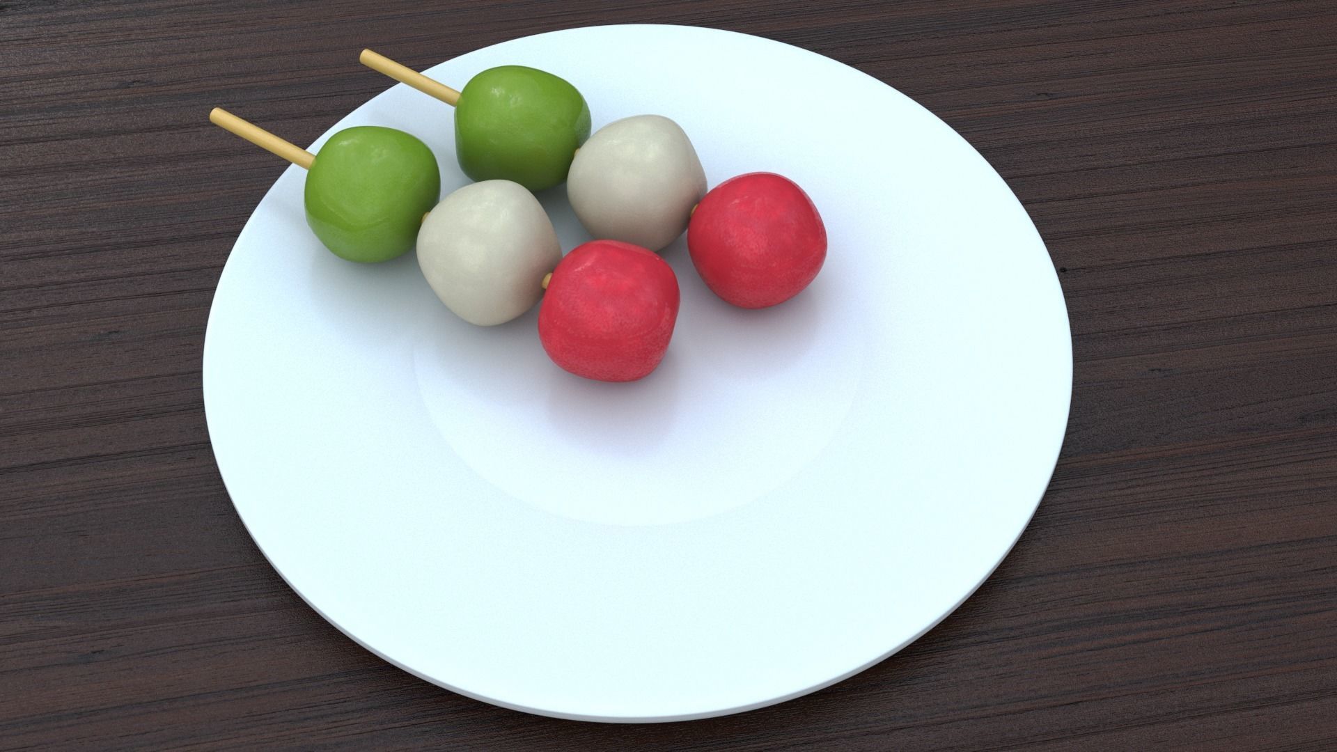 Dango Dessert  Low-poly 3D model_7