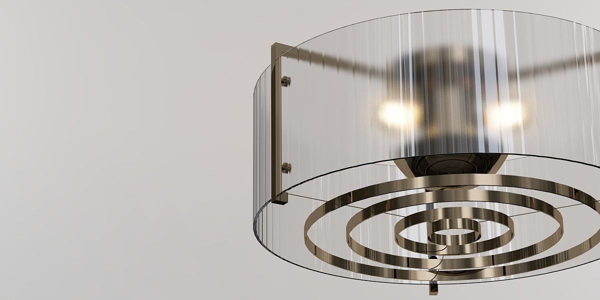 LUSSA brass and glass ceiling light 3D model_3