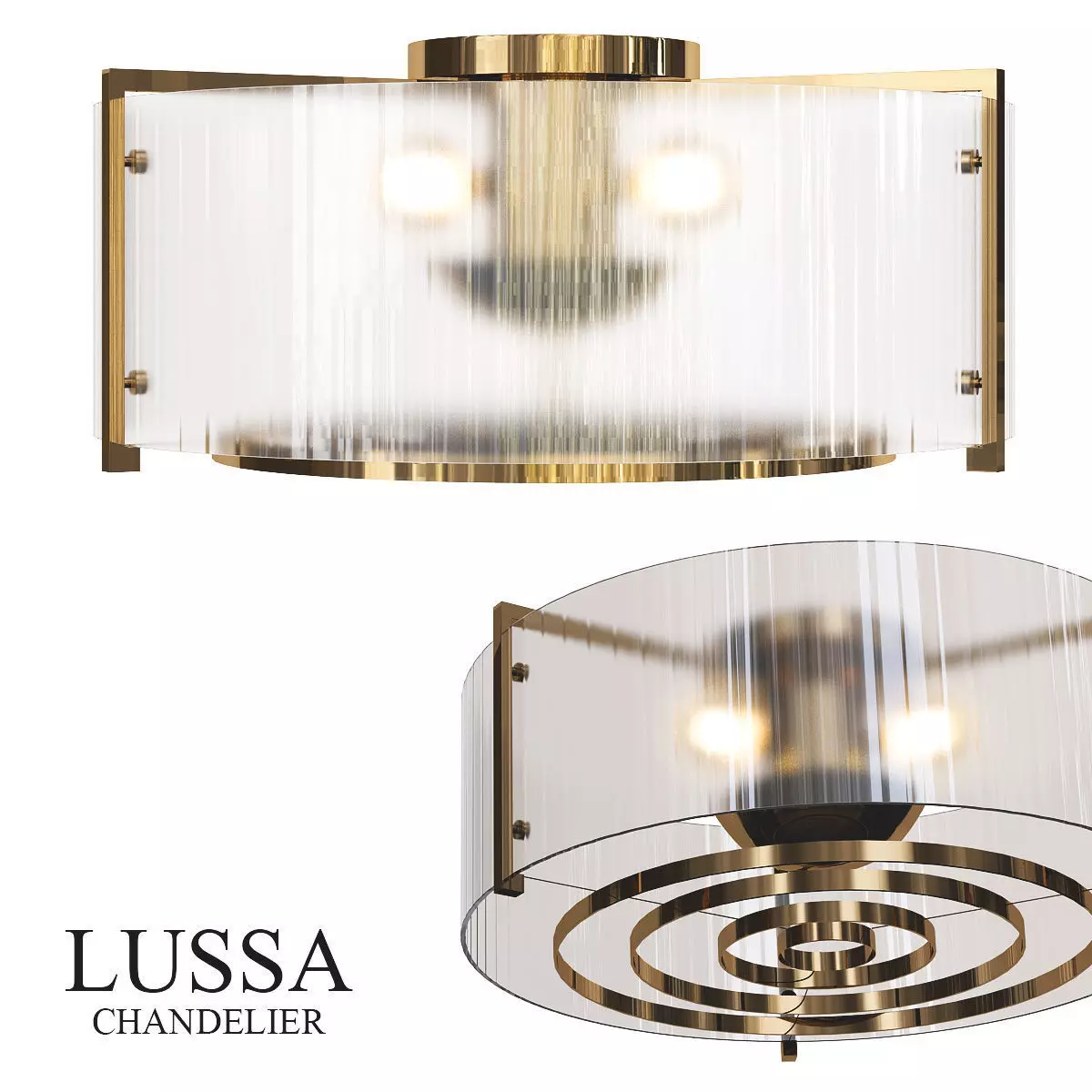 LUSSA brass and glass ceiling light 3D model_0