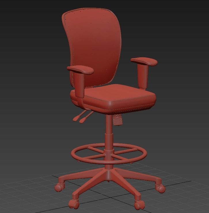 Articulate Drafting Stool Chair in Black 3D model_3